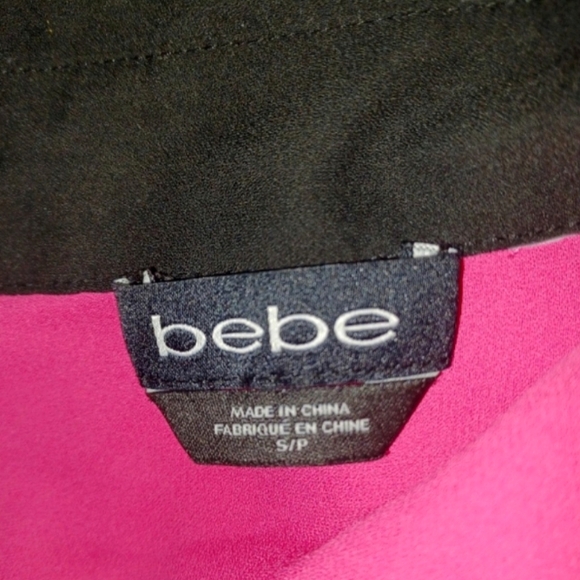 Bebe Pink Blouse w/ Black Trim - Picture 5 of 5
